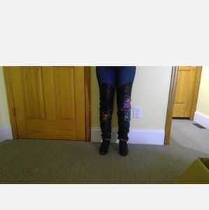 Womans Leather Riding Thigh Highs